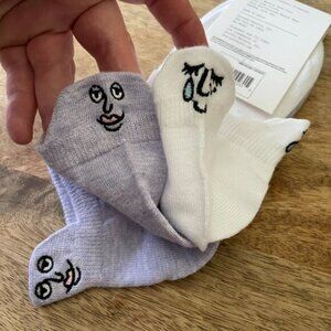 NEW 2Pk Stay Up Heel Tab Purple & White Women's Socks